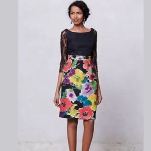 Anthropology Black and Floral Dress